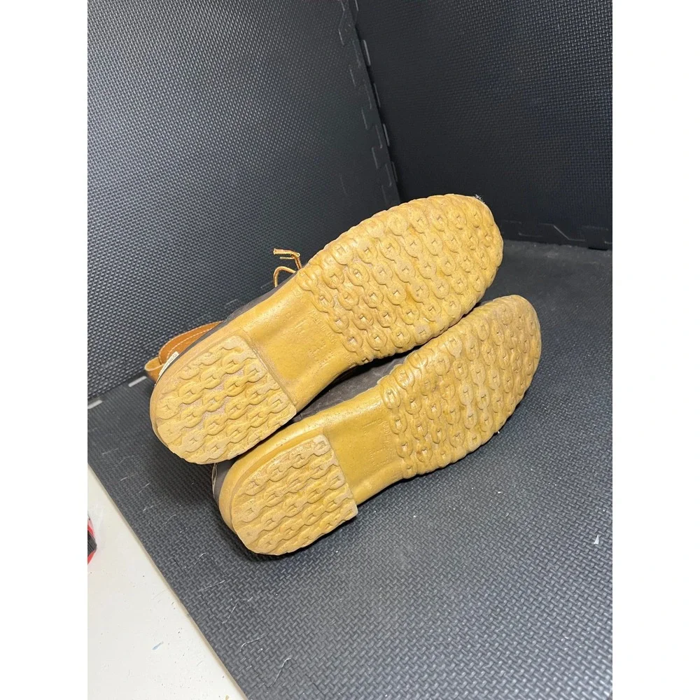 LL Bean Duck Boots Womens 11 Tan‎ Brown Leather Rubber 8 Inch Hunting Rain Shoes